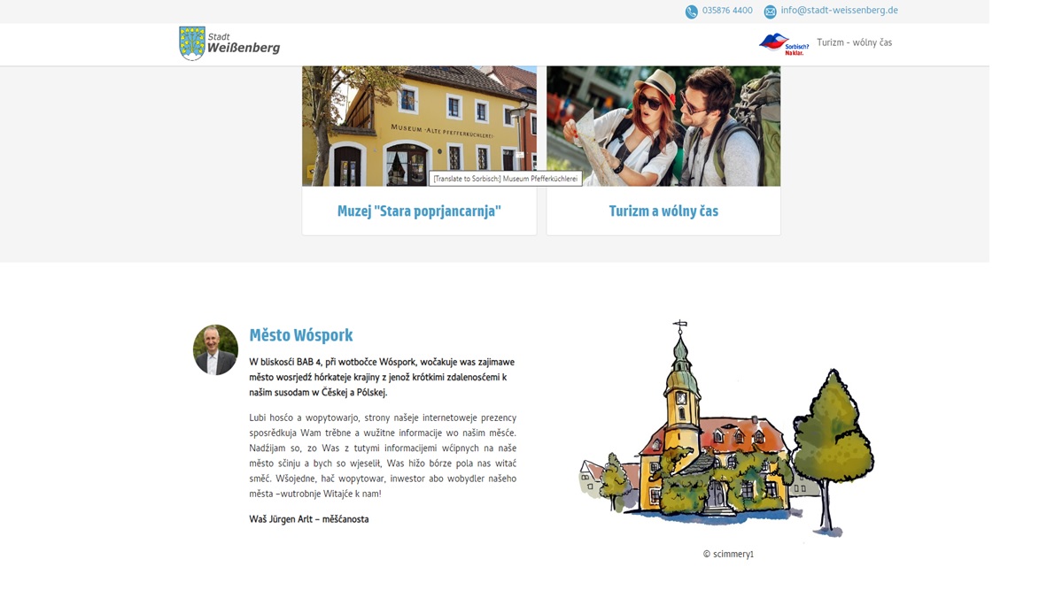Startowa strona internetoweje prezency města Wóspork